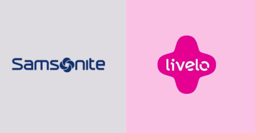 imagem dividida ao meio a esquerda logotipo da samsonte e a direita logotipo da livelo